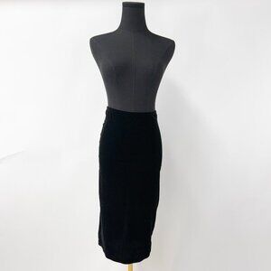 AMERICAN APPAREL VELOUR MIDI SKIRT WITH BACK SLIT